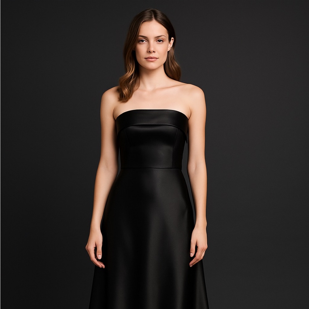 Chic Black Strapless Evening Dress